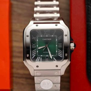 Cartier Santos Large Model Green Dial Best Replica BVF 39.8mm