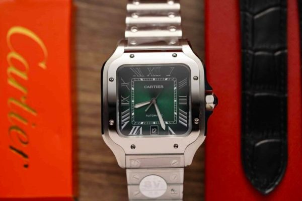 Cartier Santos Large Model Green Dial Best Replica BVF 39.8mm