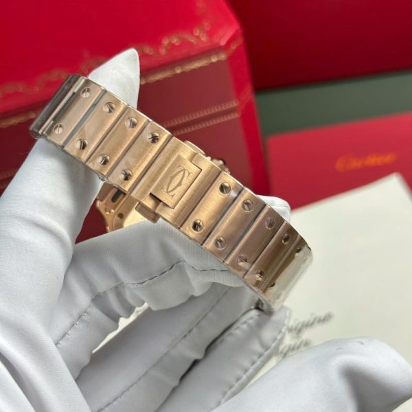Cartier Santos de Cartier Rose Gold White Dial Medium Model Best Replica BVF 35.1mm - Image 10
