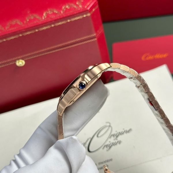 Cartier Santos de Cartier Rose Gold White Dial Medium Model Best Replica BVF 35.1mm - Image 6