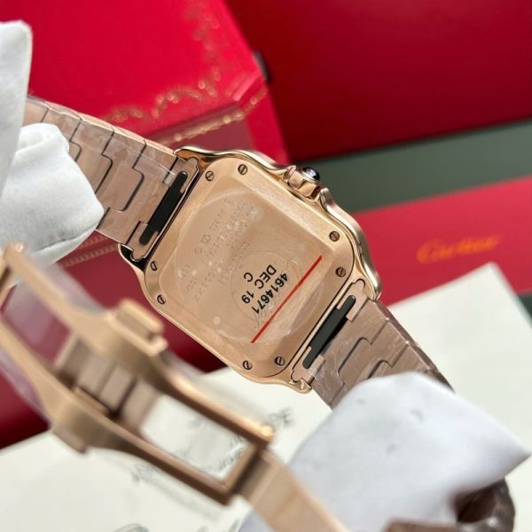 Cartier Santos de Cartier Rose Gold White Dial Medium Model Best Replica BVF 35.1mm - Image 8