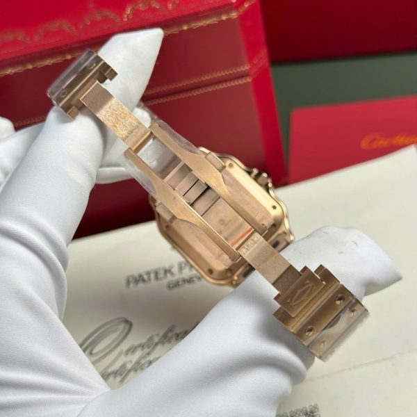 Cartier Santos de Cartier Rose Gold White Dial Medium Model Best Replica BVF 35.1mm - Image 9
