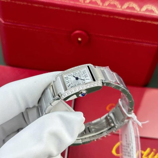 Cartier Tank Francaise W4TA0020 Small Model Silver Sunray Dial Diamond Bezel Replica 25.7 x 21.2mm - Image 3