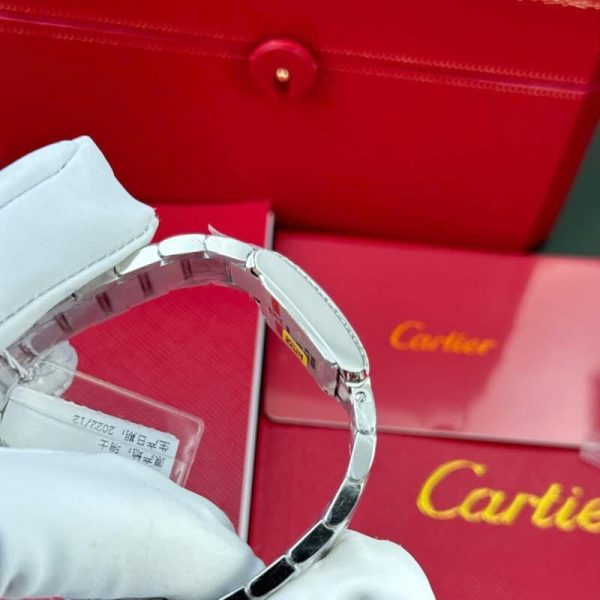 Cartier Tank Francaise W4TA0020 Small Model Silver Sunray Dial Diamond Bezel Replica 25.7 x 21.2mm - Image 5
