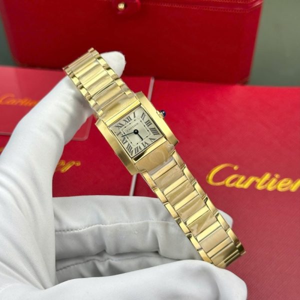 Cartier Tank Francaise WGTA0114 Small Model Ladies Golden Sunray Dial Yellow Gold Replica 25.7 x 21.2mm - Image 2