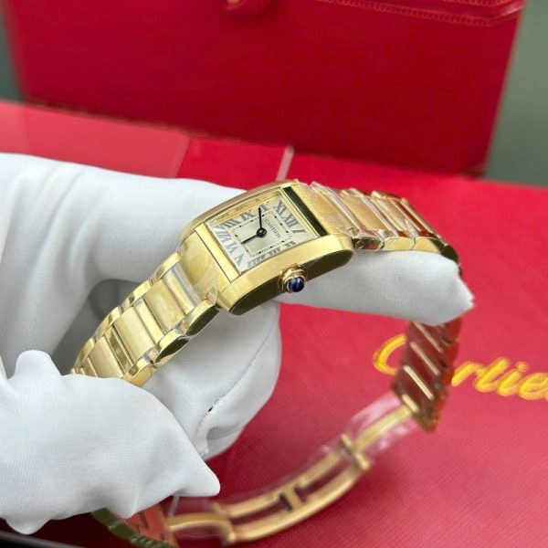 Cartier Tank Francaise WGTA0114 Small Model Ladies Golden Sunray Dial Yellow Gold Replica 25.7 x 21.2mm - Image 3