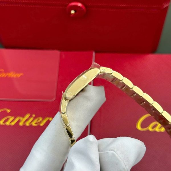 Cartier Tank Francaise WGTA0114 Small Model Ladies Golden Sunray Dial Yellow Gold Replica 25.7 x 21.2mm - Image 5
