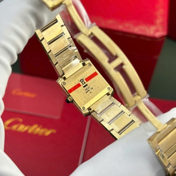 Cartier Tank Francaise WGTA0114 Small Model Ladies Golden Sunray Dial Yellow Gold Replica 25.7 x 21.2mm - Image 7