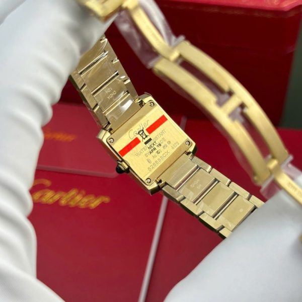 Cartier Tank Francaise WJTA0062 Golden Sunray Dial Yellow Gold Stone-set Bezel Replica 25.7 x 21.2mm - Image 7