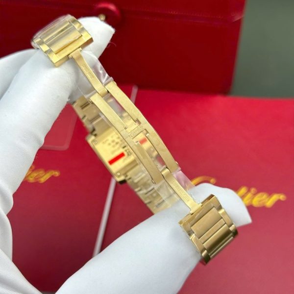 Cartier Tank Francaise WJTA0062 Golden Sunray Dial Yellow Gold Stone-set Bezel Replica 25.7 x 21.2mm - Image 8