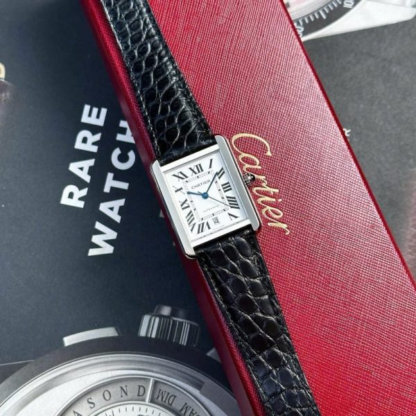 Cartier Tank Solo Extra Large White Dial Leather Strap Best Replica AF 31mm x 41mm - Image 3