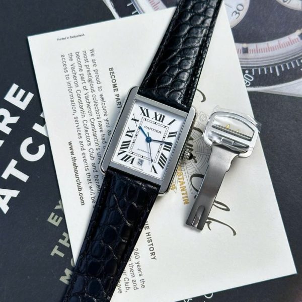 Cartier Tank Solo Extra Large White Dial Leather Strap Best Replica AF 31mm x 41mm - Image 4