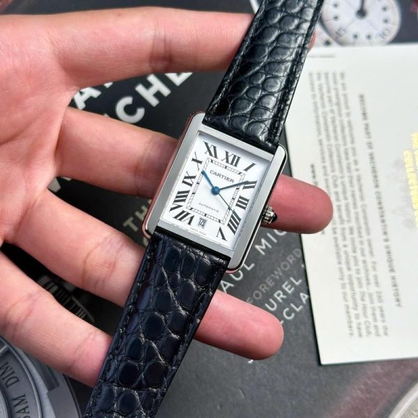Cartier Tank Solo Extra Large White Dial Leather Strap Best Replica AF 31mm x 41mm - Image 5