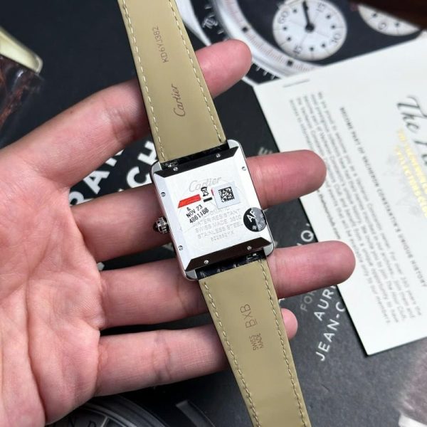Cartier Tank Solo Extra Large White Dial Diamond Bezel Leather Strap Best Replica AF 31mm x 41mm - Image 9