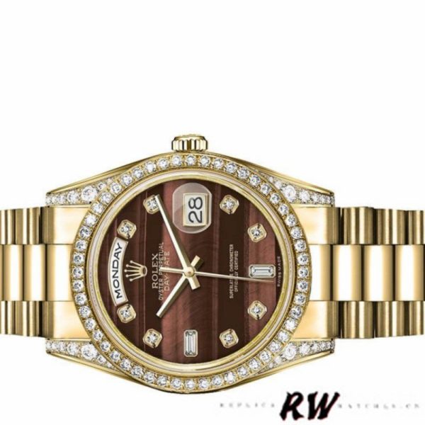 Rolex Day-Date 118388 Bull’s Eye Brown Dial 36mm Unisex Replica Watch - Image 4