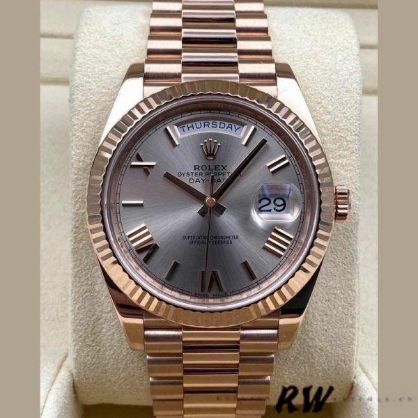 Rolex Day-Date 228235 Sundust Roman Numeral Dial Fluted Bezel 40mm Mens Replica Watch - Image 2
