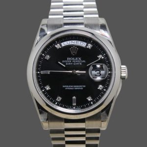 Rolex Day Date 118206 Black Diamond Dial 36mm Unisex Replica Watch