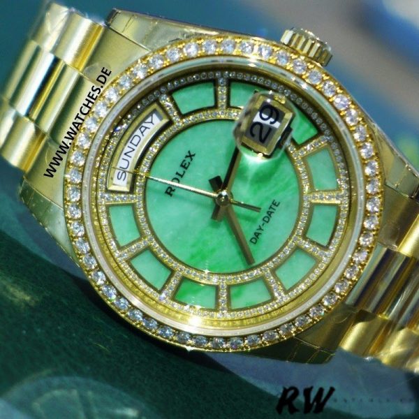 Rolex Day Date 118348 Green Dial Yellow Gold 36mm Unisex Replica Watch - Image 3