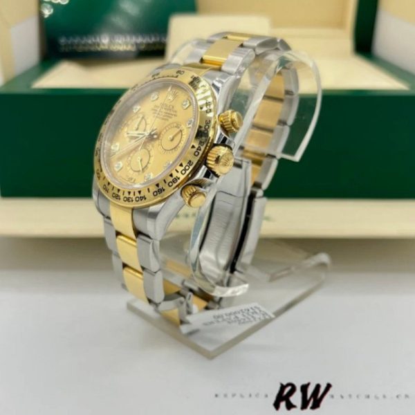 Rolex Cosmograph Daytona 116503 Yellow Gold Champagne Diamond Dial 40MM Mens Replica Watch - Image 3
