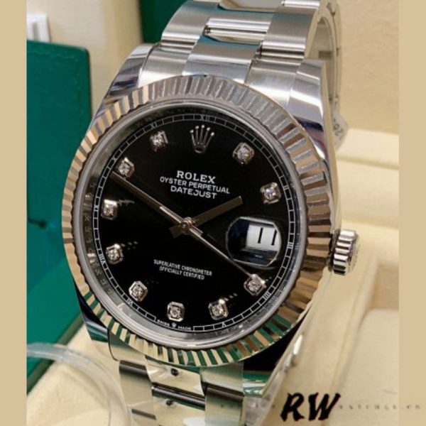 Rolex Datejust 126334 Fluted Bezel Black Diamond Dial 41MM Mens Replica Watch - Image 2