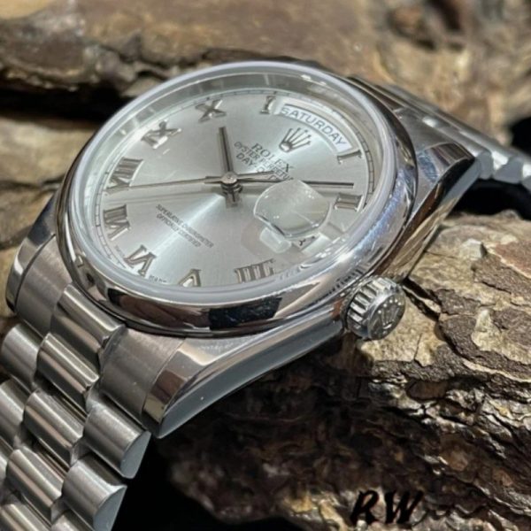 Rolex Day-Date 118206 Rhodium Grey Dial Roman Numerals 36mm Unisex Replica Watch - Image 2