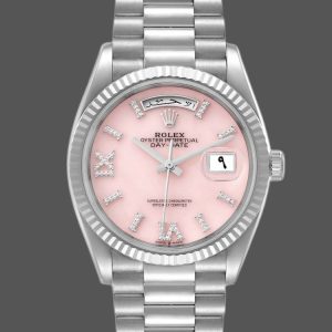 Rolex Day-Date 128239 White Gold Pink Opal Dial 36MM Unisex Replica Watch