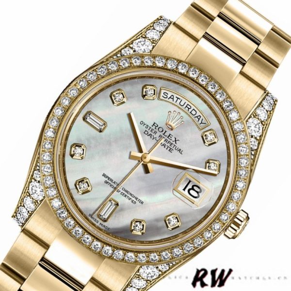 Rolex Day-Date 118388 White MOP Diamond Dial 36MM Unisex Replica Watch - Image 3