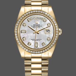 Rolex Day Date 128348RBR MOP Yellow Gold 36MM Unisex Replica Watch