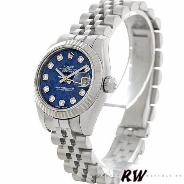 Rolex Datejust 179174 Sodalite Diamond Dial Fluted Bezel 26MM Lady Replica Watch - Image 3