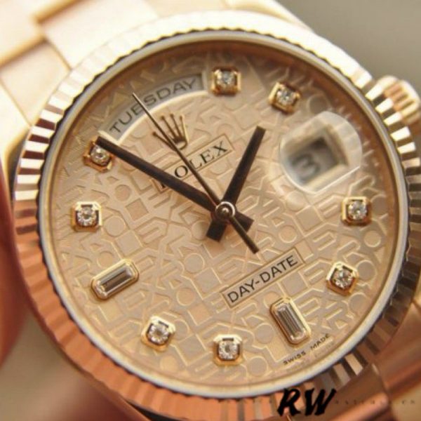 Rolex Day-Date 118205 Jubilee Champagne Dial 36mm Unisex Replica Watch - Image 2