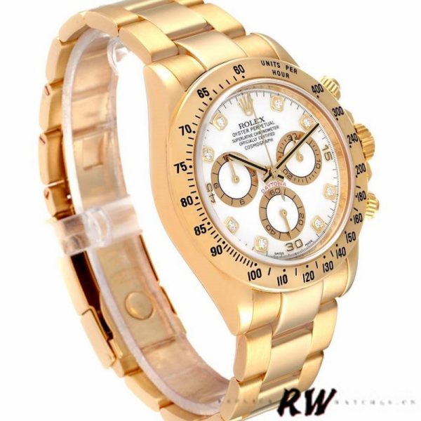 Rolex Cosmograph Daytona 116528 White Diamond Dial 40MM Mens Replica Watch - Image 2
