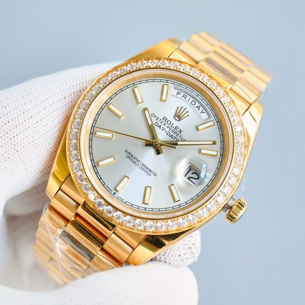 Rolex Day-Date 118348 Yellow Gold White Dial 36mm Unisex Replica Watch - Image 3