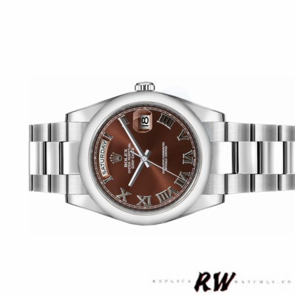 Rolex Day-Date 118209 Chocolate Brown Diamonds Dial 36mm Unisex Replica Watch - Image 3