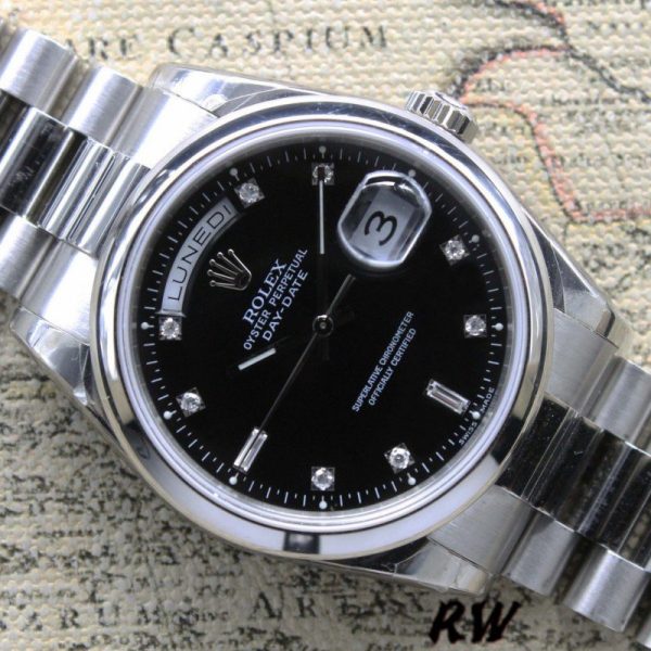 Rolex Day Date 118206 Black Diamond Dial 36mm Unisex Replica Watch - Image 3
