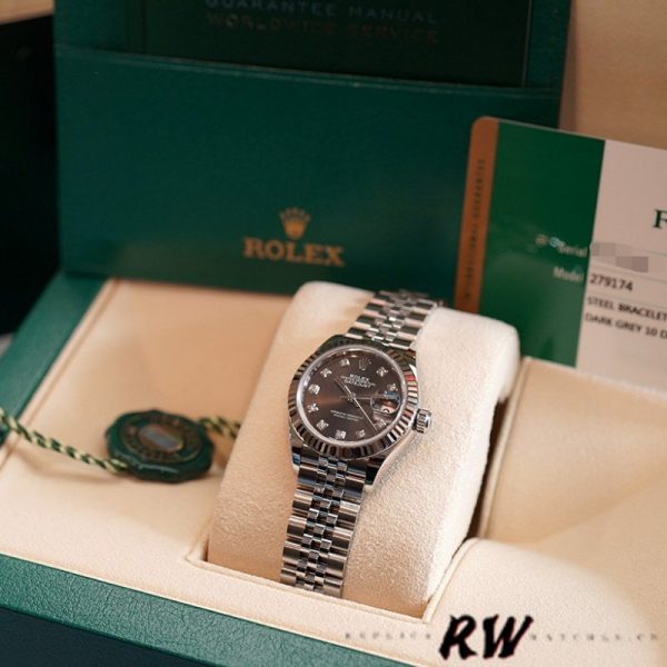 Rolex Datejust 279174 Stainless Steel Dark Grey Diamond Dial 28mm Lady Replica Watch - Image 6
