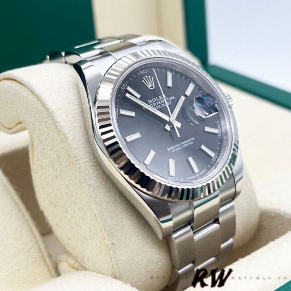Rolex Datejust 126334 Fluted Bezel Black Dial 41MM Mens Replica Watch - Image 4