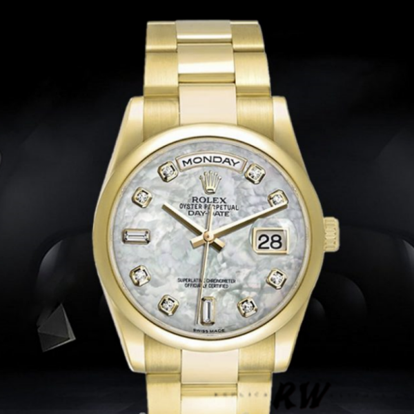 Rolex Day-Date 118208 Mother of Pearl Diamond Dial 36mm Unisex Replica Watch - Image 2
