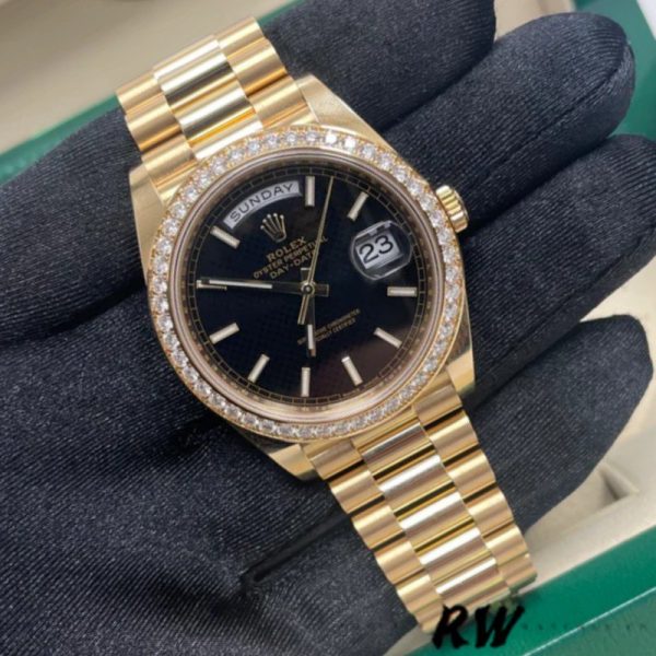 Rolex Day-Date 228348RBR Black Diamond Dial Diamond Bezel 40mm Mens Replica Watch - Image 3
