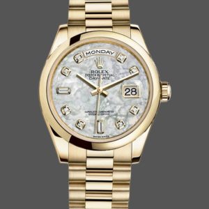 Rolex Day-Date 118208 Yellow Gold Mother of Pearl Diamond Dial 36mm Unisex Replica Watch