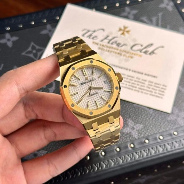 Audemars Piguet Royal Oak 15450BA Yellow Gold White Dial Replica IP Factory 37mm - Image 2