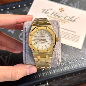Audemars Piguet Royal Oak 15450BA Yellow Gold White Dial Replica IP Factory 37mm