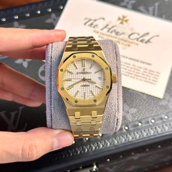 Audemars Piguet Royal Oak 15450BA Yellow Gold White Dial Replica IP Factory 37mm