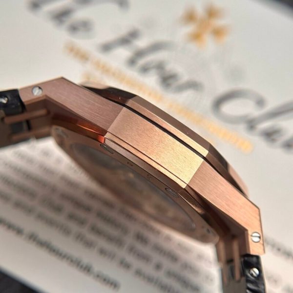 Audemars Piguet Royal Oak 15450OR Rose Gold Black Dial Leather IP Factory 37mm - Image 7