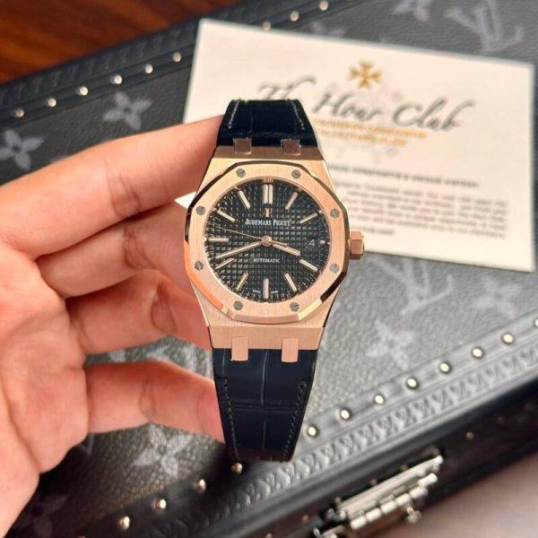 Audemars Piguet Royal Oak 15450OR Rose Gold Black Dial Leather IP Factory 37mm