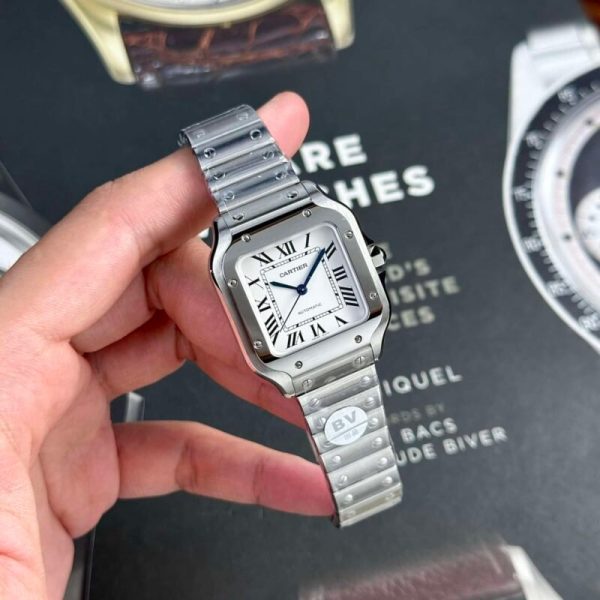 Cartier Santos WSSA0029 White Dial Medium Model Best Replica BVF 35.1mm - Image 2