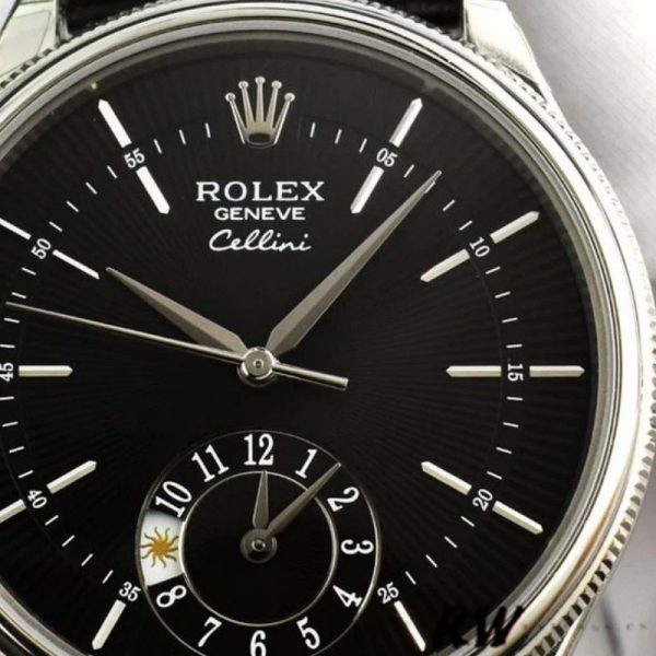 Rolex Cellini Dual Time 50529 Black Guilloche Dial 39mm Mens Replica Watch - Image 3