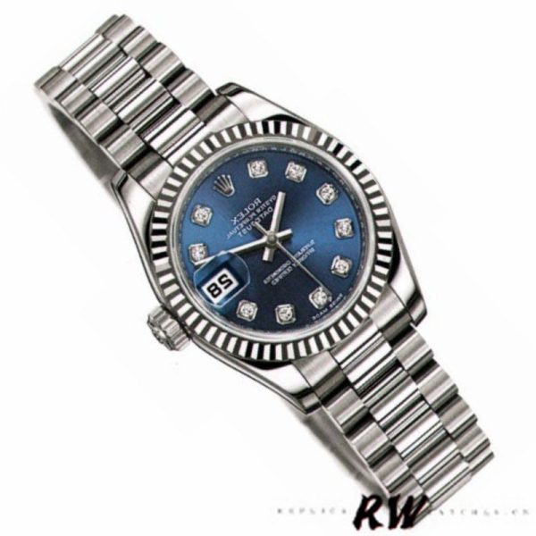 Rolex Datejust 179179 Blue Diamond Dial Fluted Bezel 26MM Lady Replica Watch - Image 3