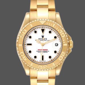 Rolex Yacht Master 168628 White Dial Yellow Gold 35MM Unisex Replica Watch