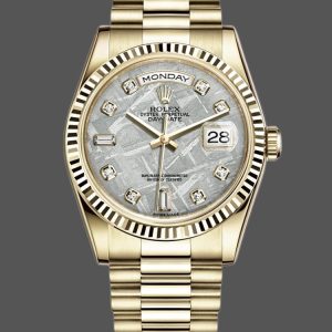 Rolex Day-Date 118238 Yellow Gold Diamond Meteorite Dial 36mm Unisex Replica Watch