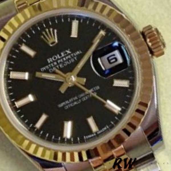 Rolex Datejust 179173 Black Index Dial Fluted Bezel 26MM Lady Replica Watch - Image 4